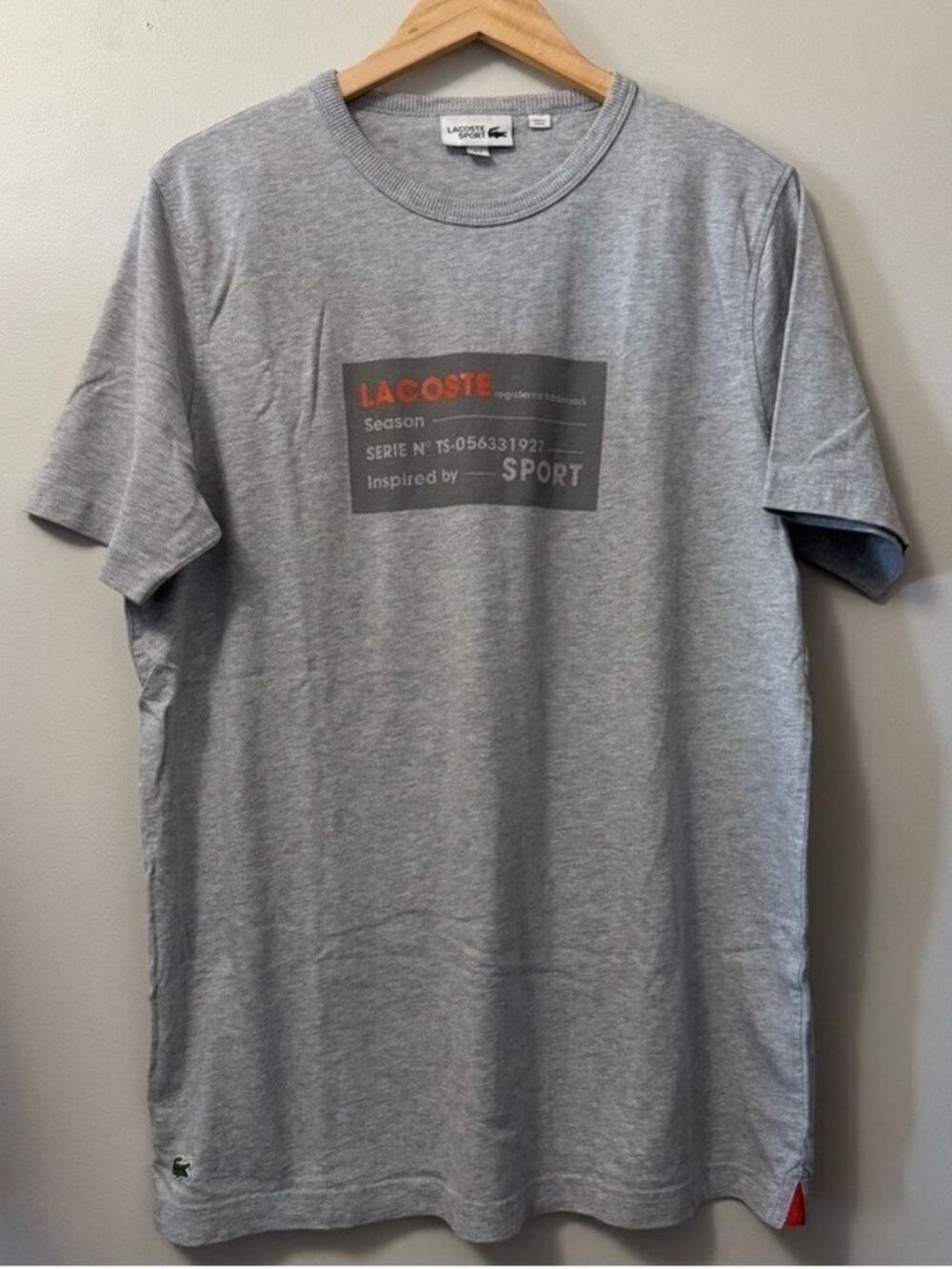 Lacoste Gray Short Sleeve Tee with Graphic Design XL